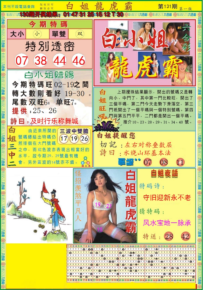 2024131期白小姐龙虎霸A