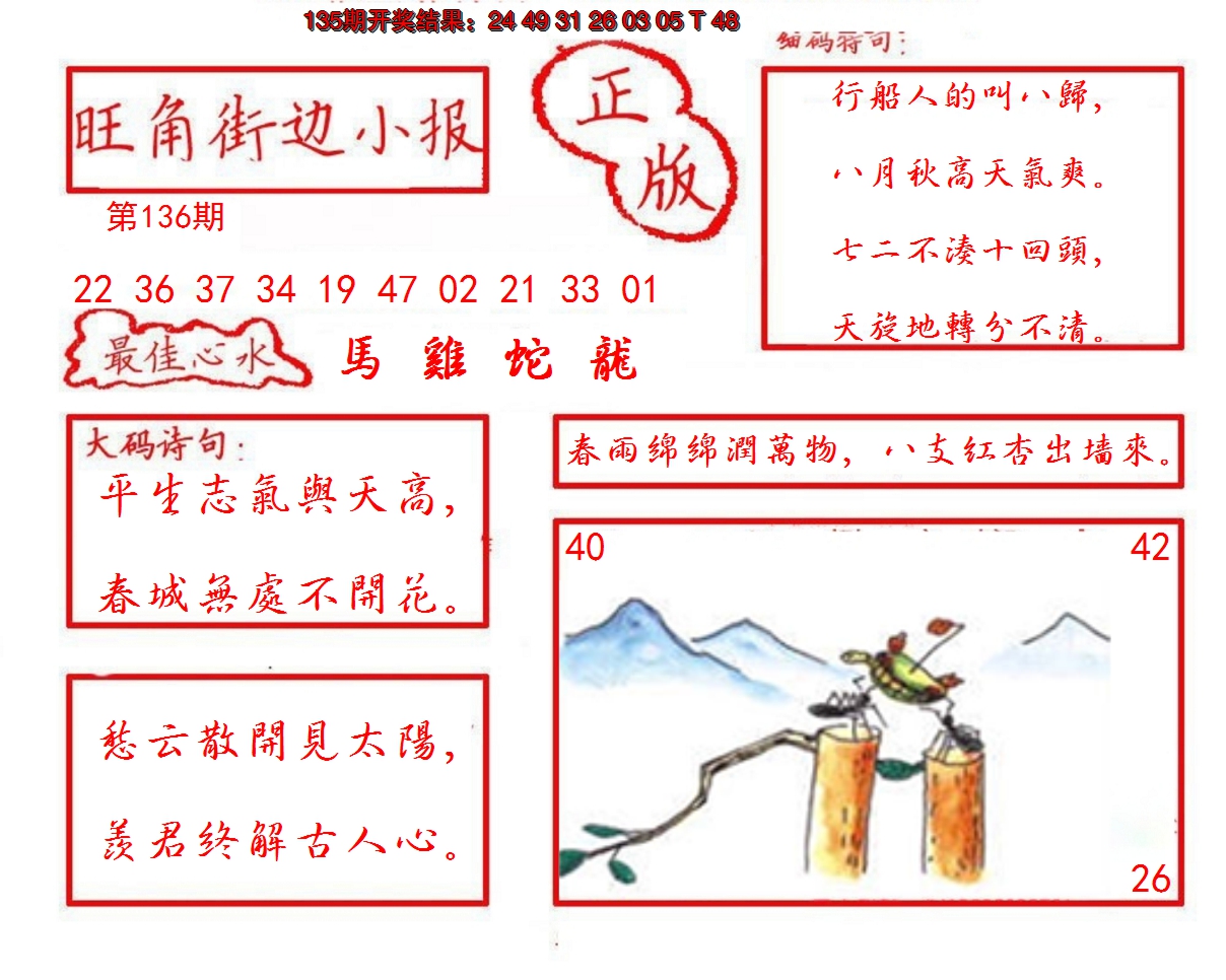 2024136期旺角街边小报
