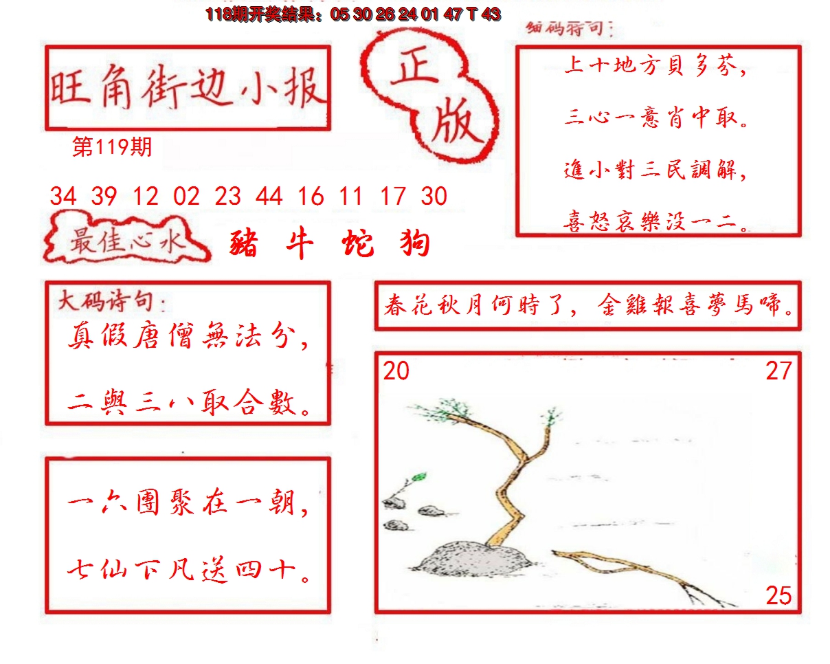 2024119期旺角街边小报