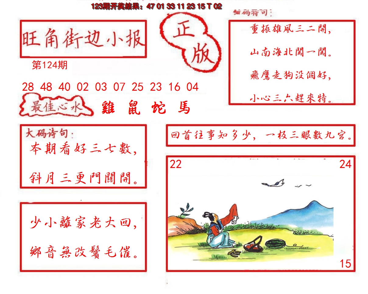 2024124期旺角街边小报