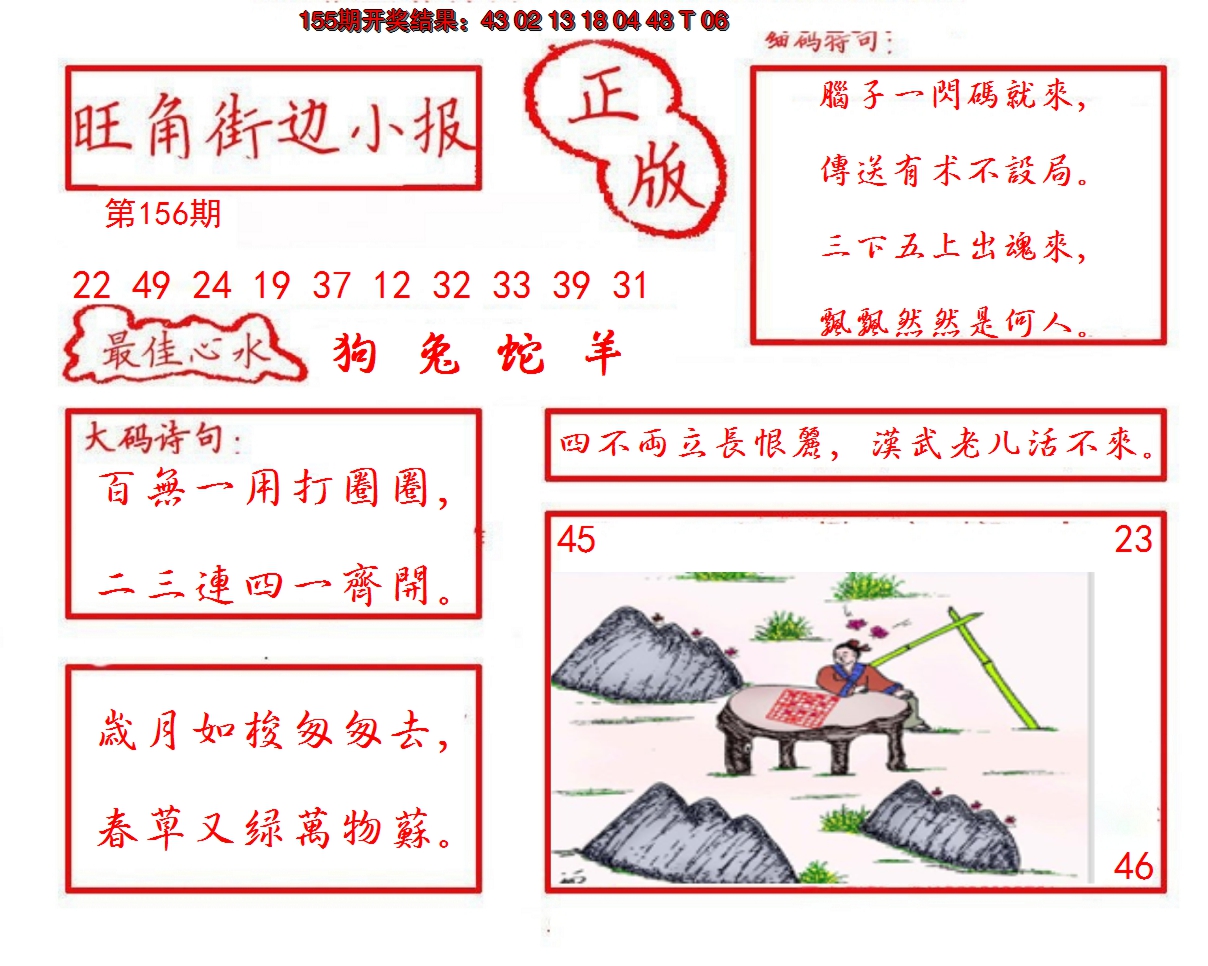 2024156期旺角街边小报