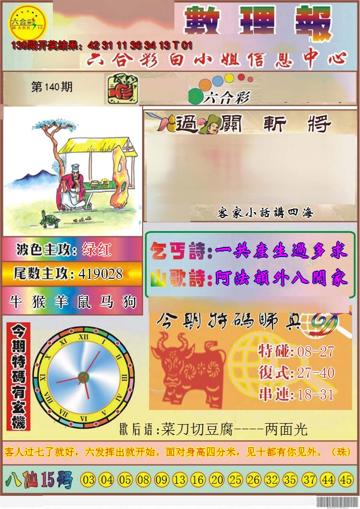 2024140期九龙数理报
