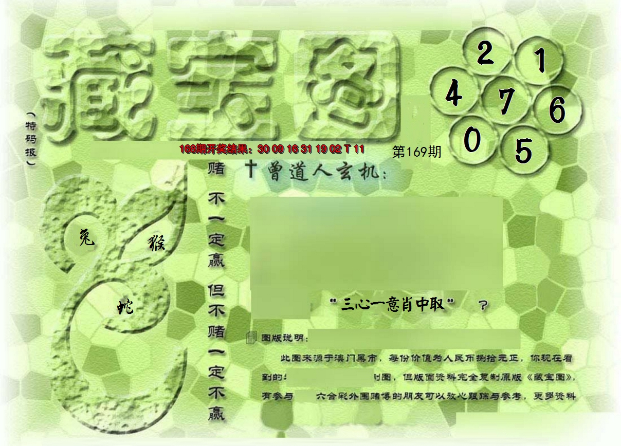 2024169期假新藏宝图