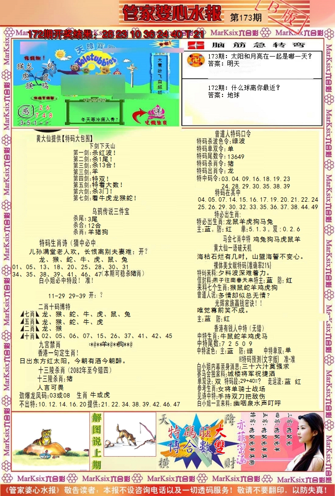 2024173期管家婆心水报B