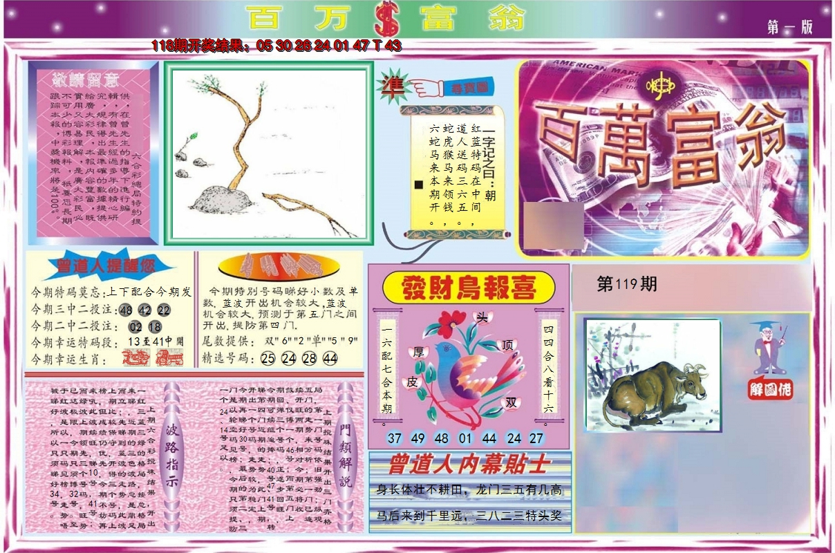 2024119期百万富翁A