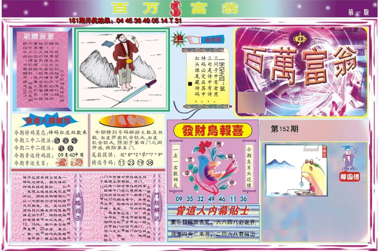 2024152期百万富翁A