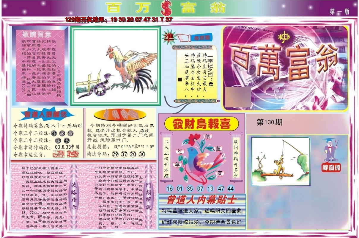 2024130期百万富翁A