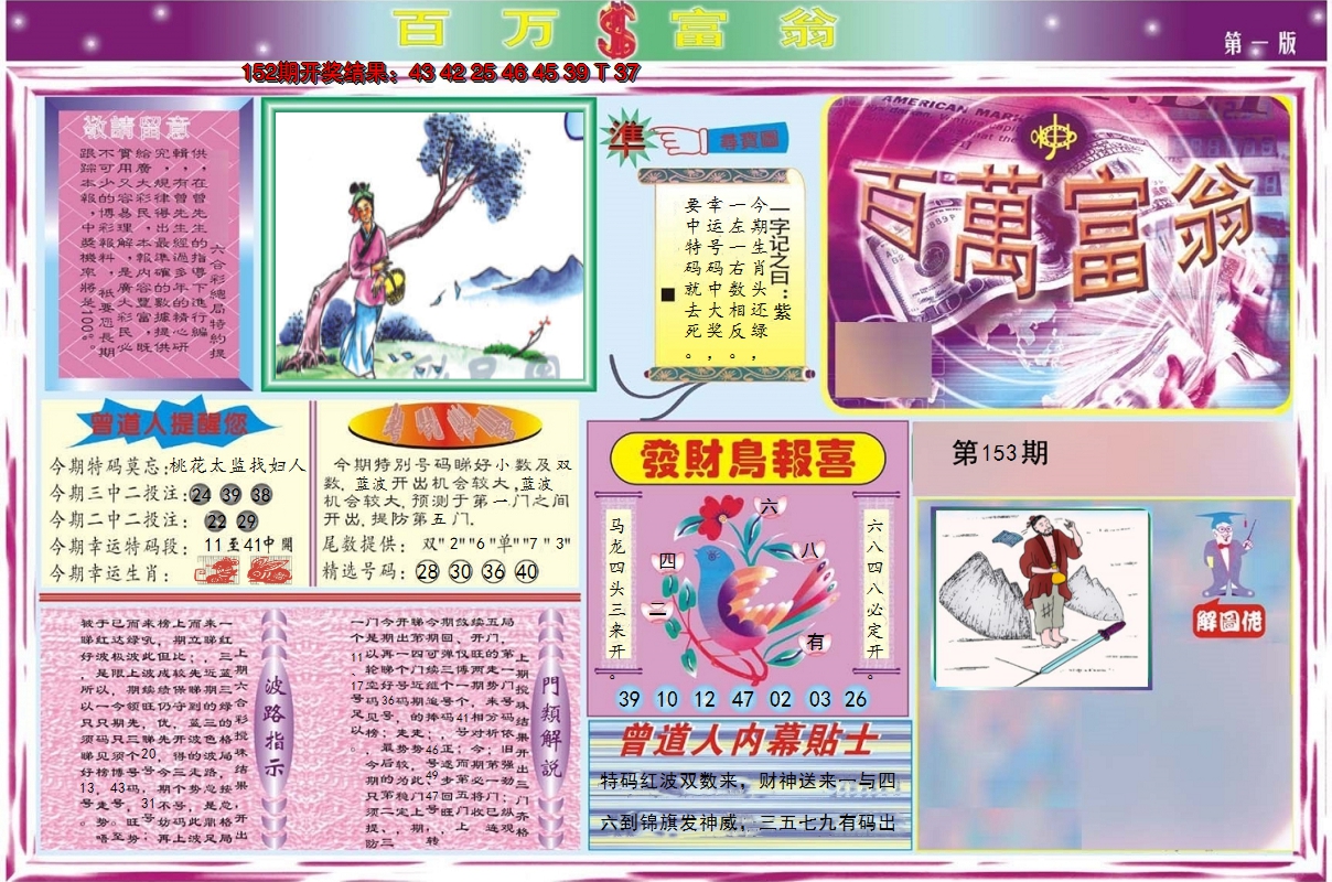 2024153期百万富翁A