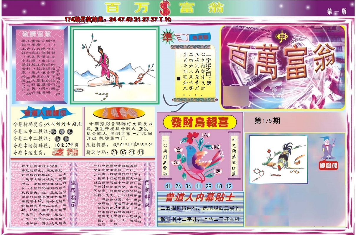 2024175期百万富翁A