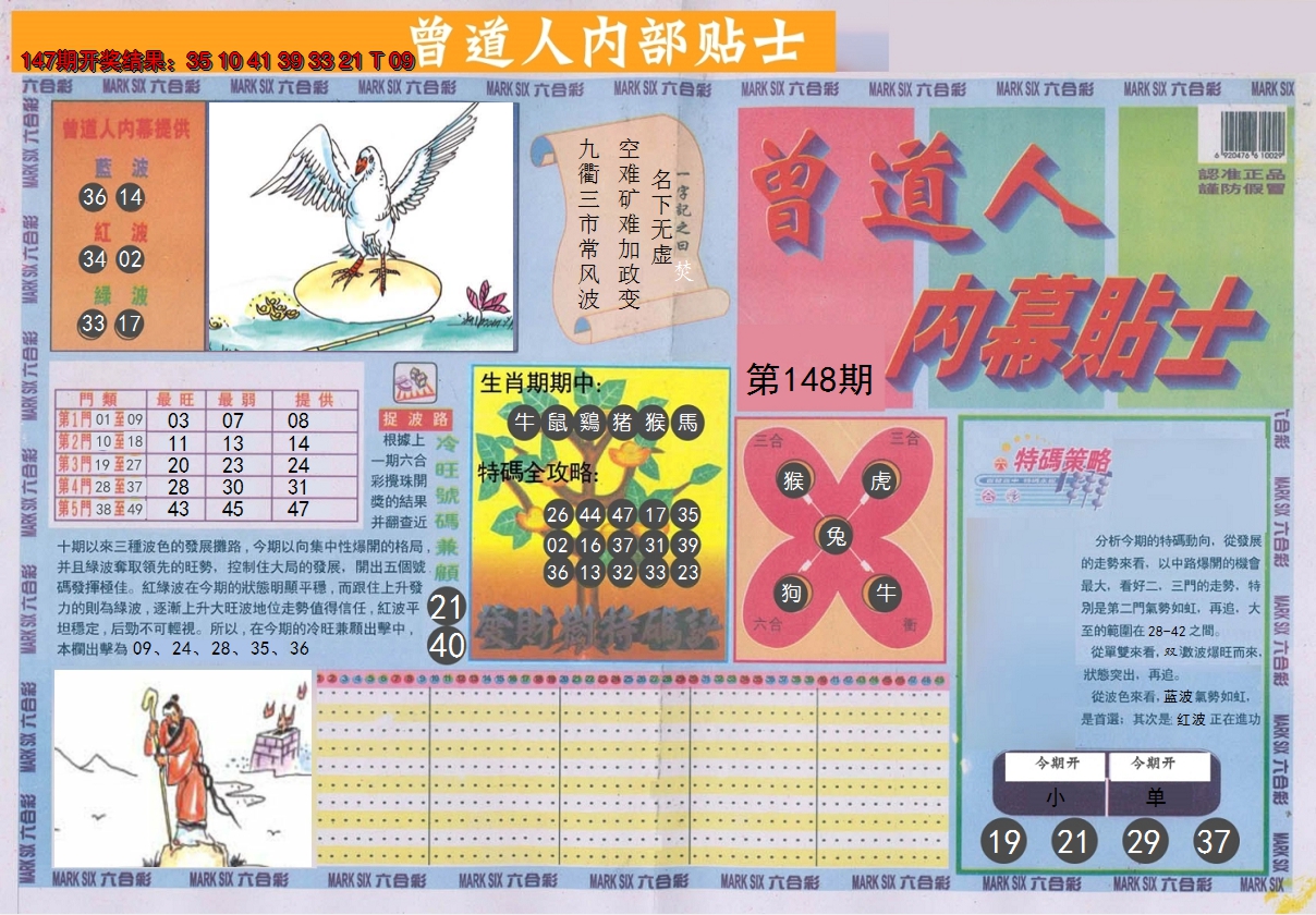 2024148期曾道人内幕贴士A