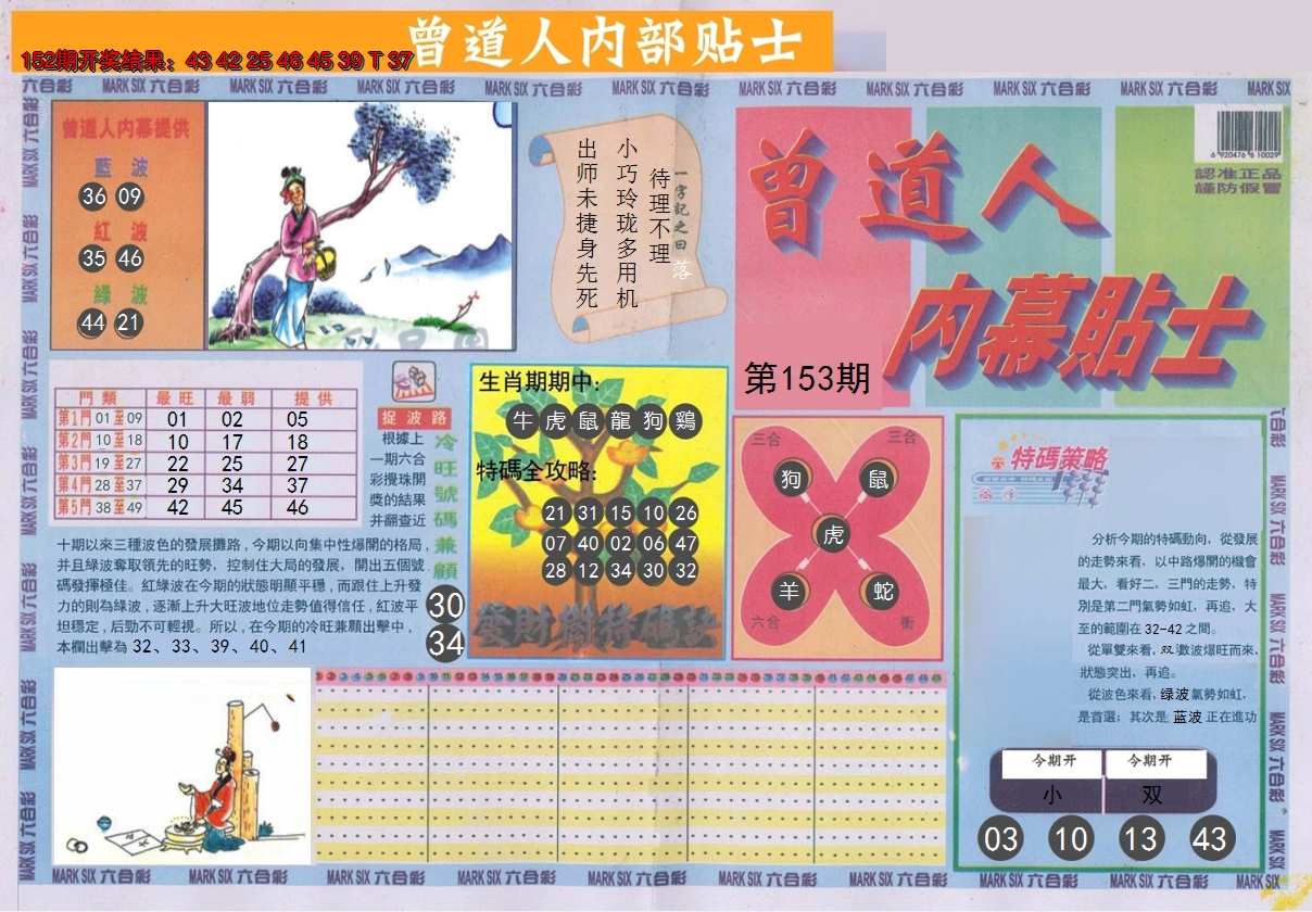 2024153期曾道人内幕贴士A