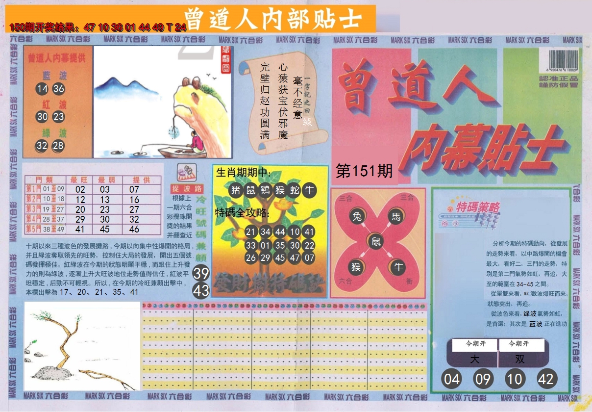 2024151期曾道人内幕贴士A