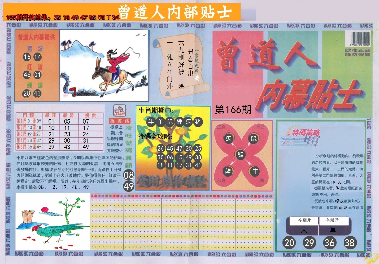 2024166期曾道人内幕贴士A