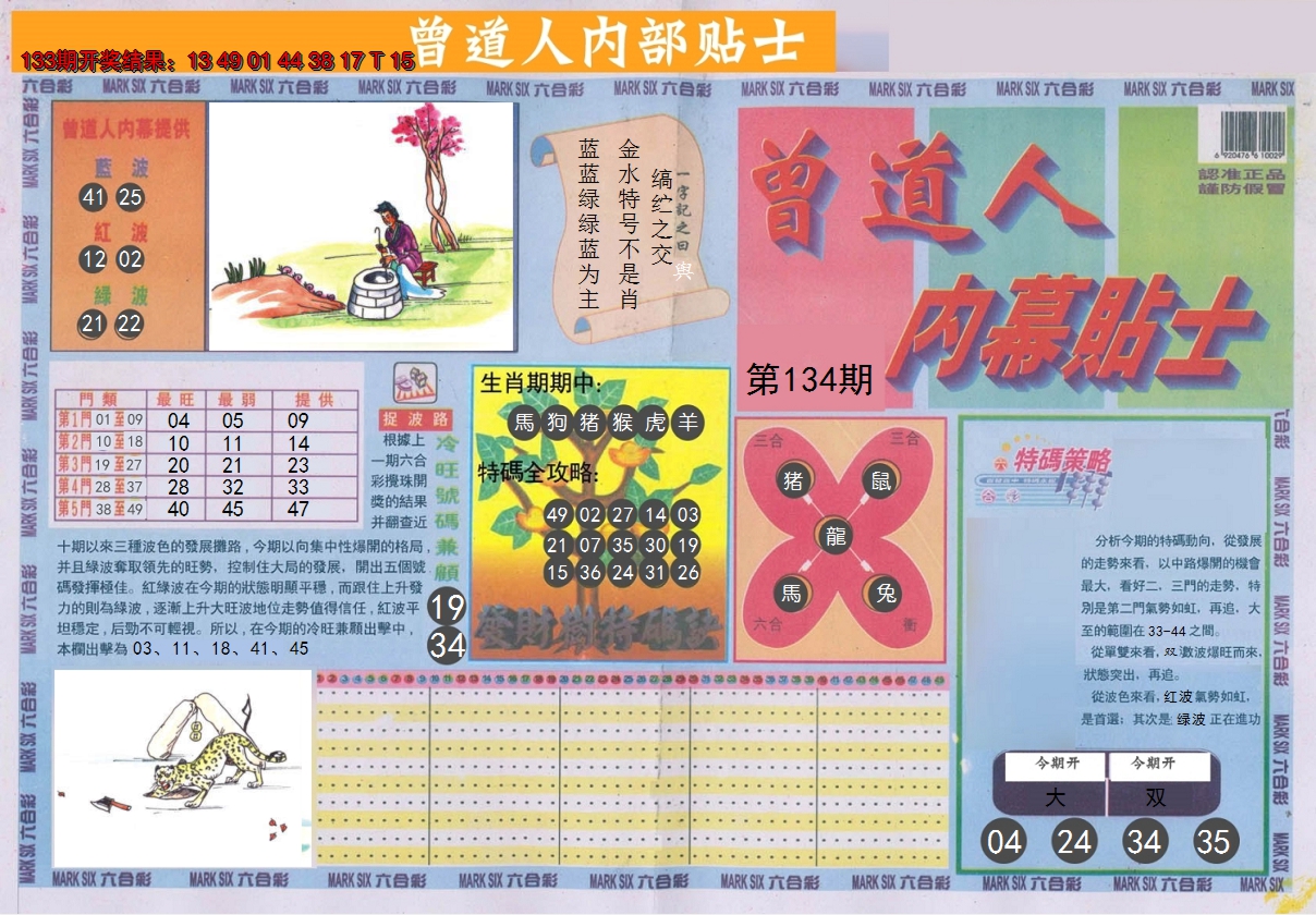 2024134期曾道人内幕贴士A