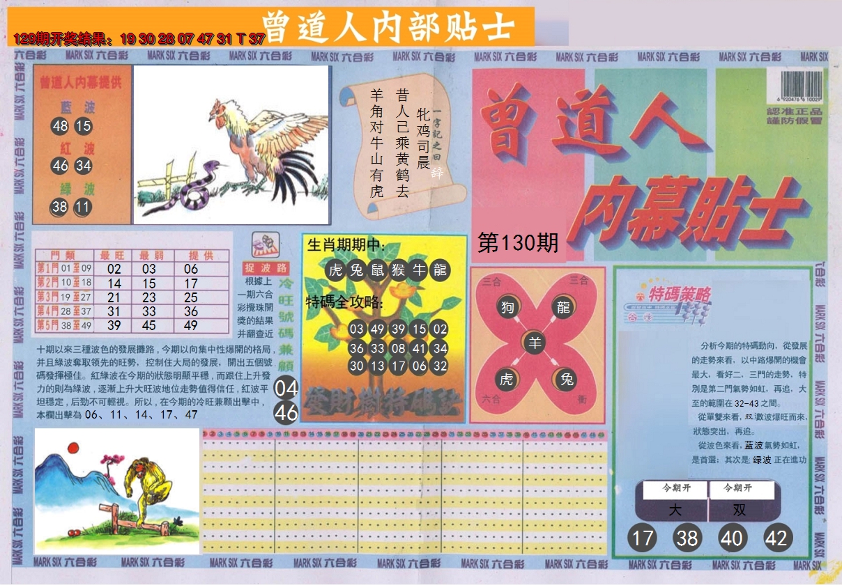 2024130期曾道人内幕贴士A