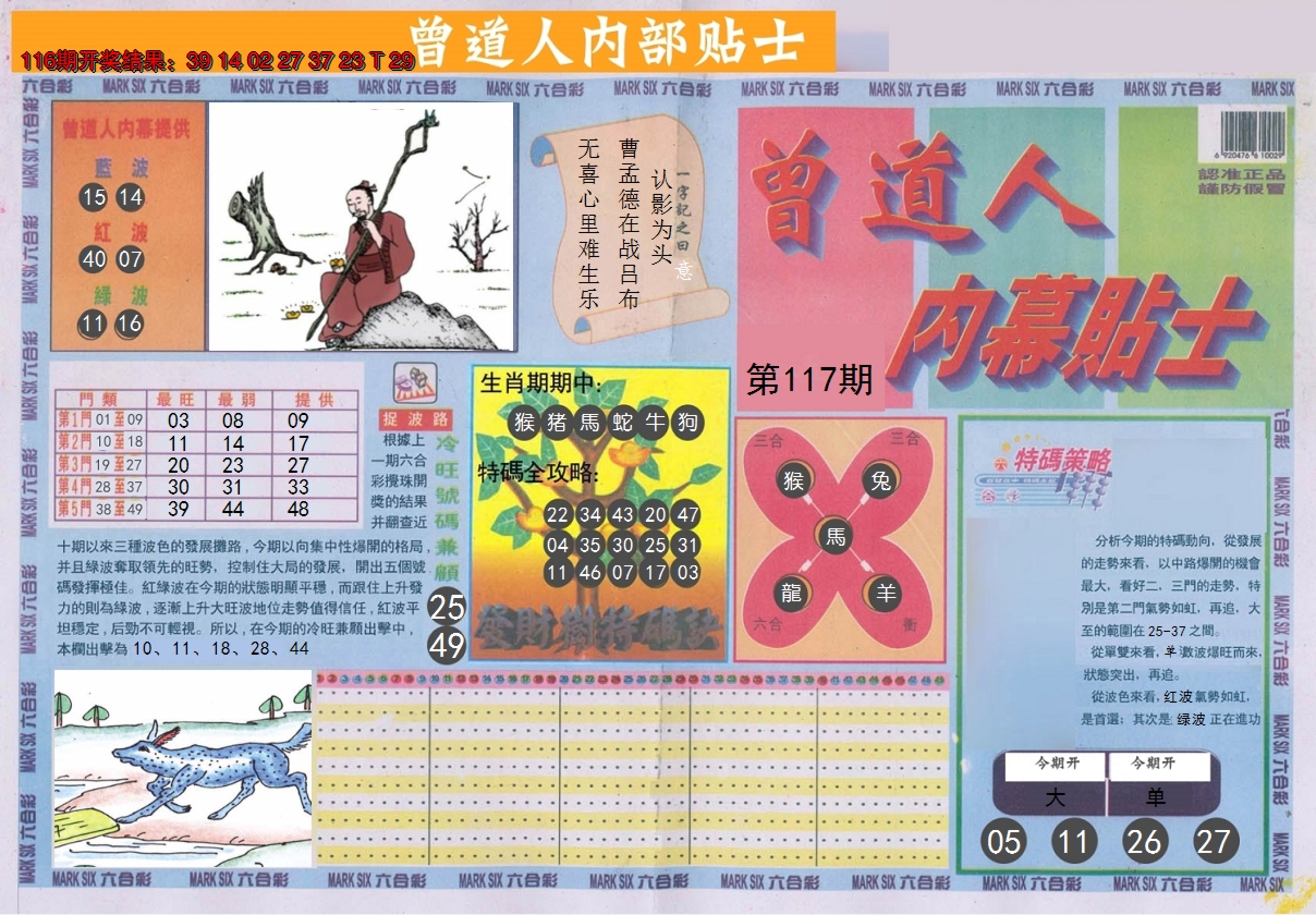 2024117期曾道人内幕贴士A