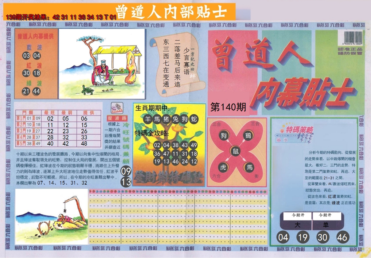 2024140期曾道人内幕贴士A
