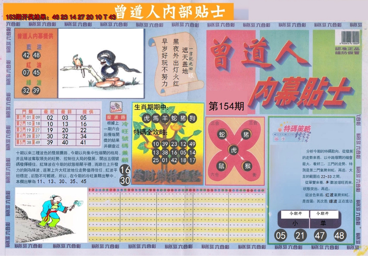 2024154期曾道人内幕贴士A