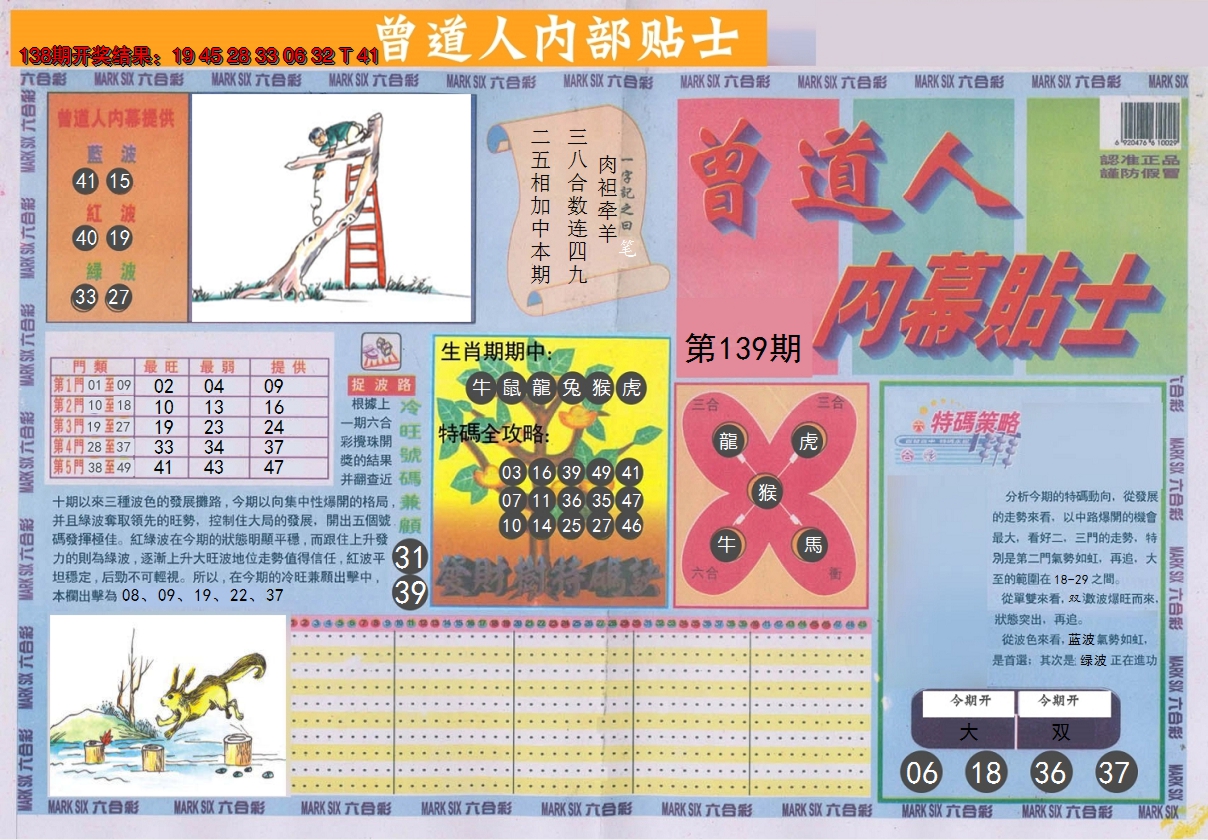 2024139期曾道人内幕贴士A