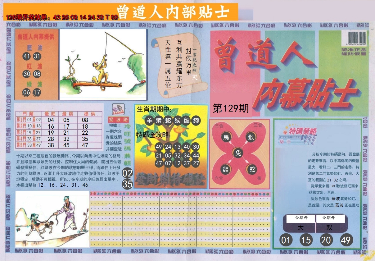 2024129期曾道人内幕贴士A