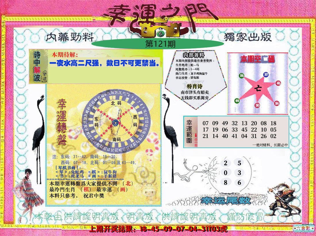 2024121期幸运之门