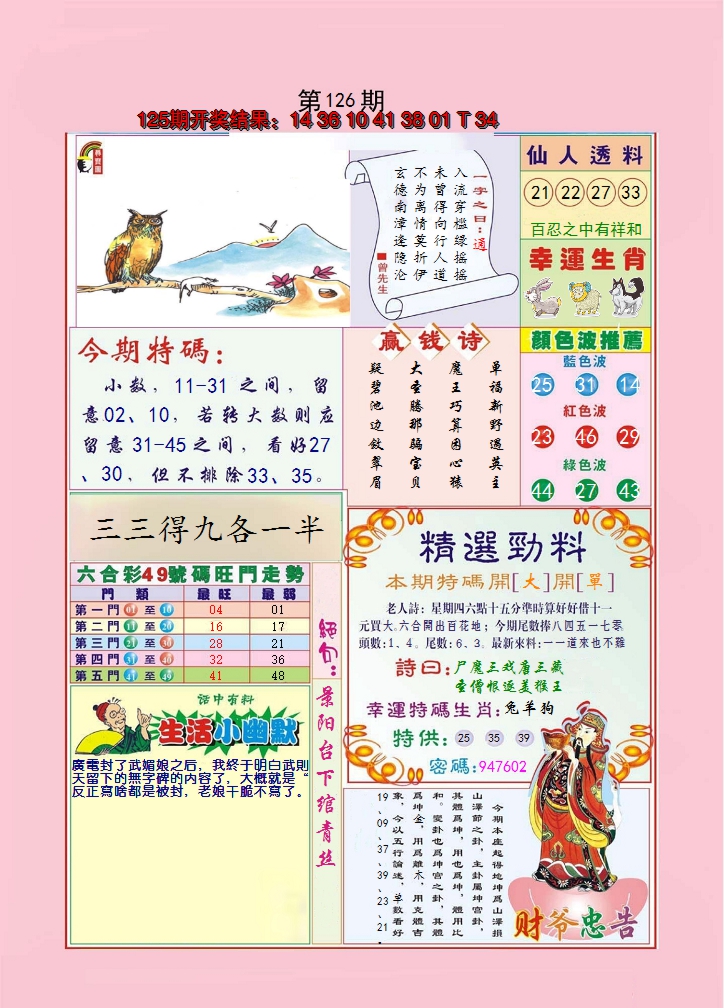 2024126期大富大贵