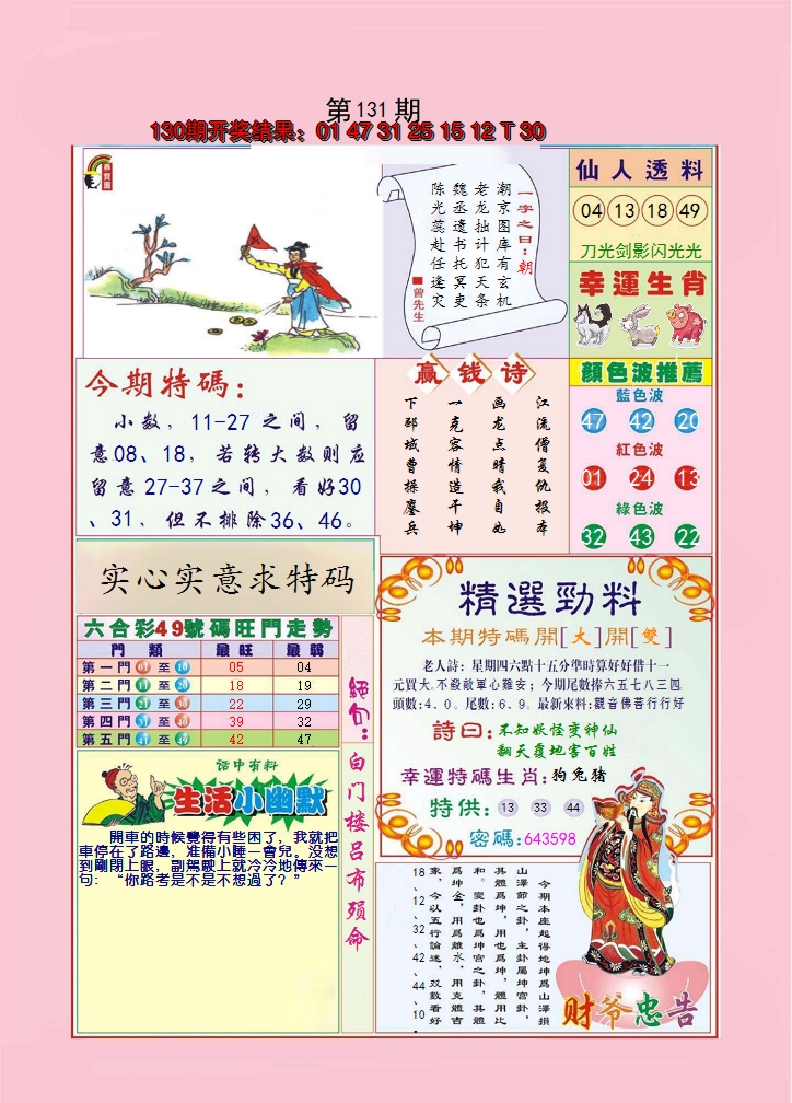 2024131期大富大贵