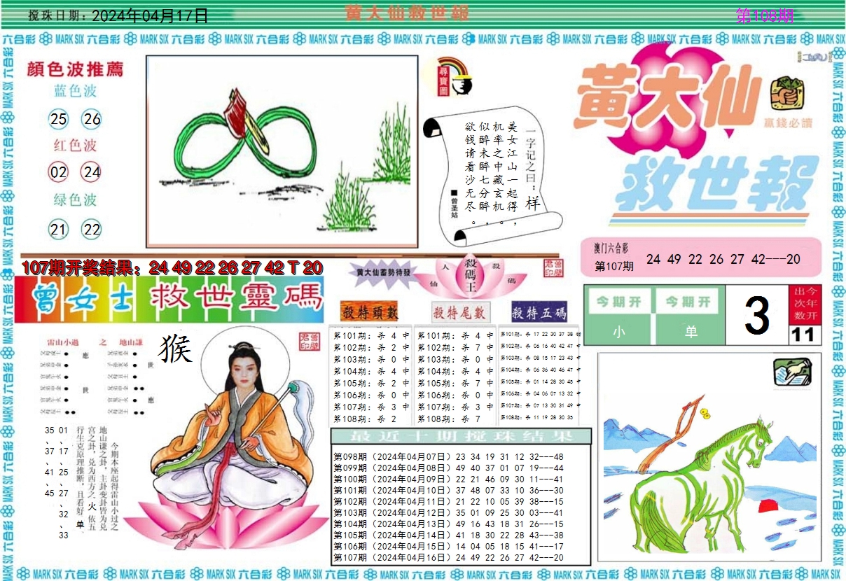 2024108期黄大仙救世A