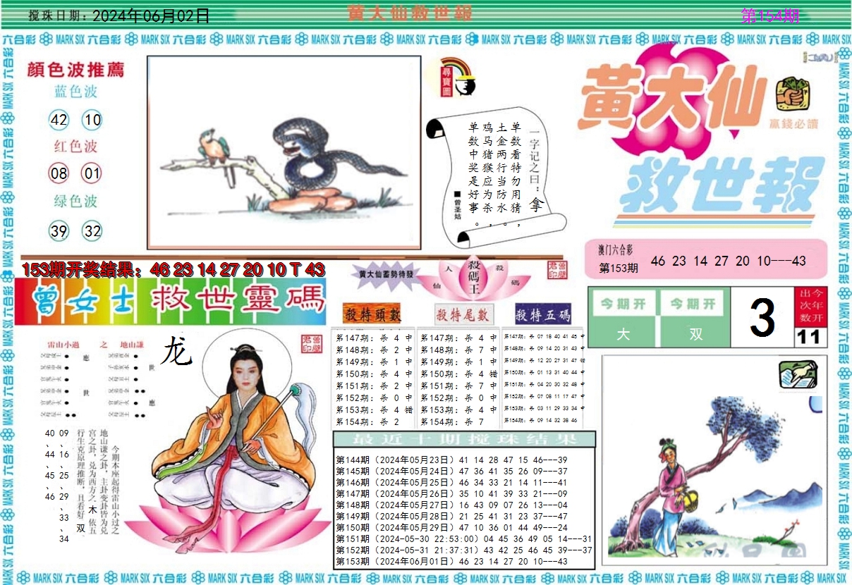 2024154期黄大仙救世A