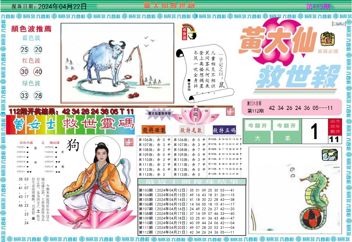2024113期黄大仙救世A