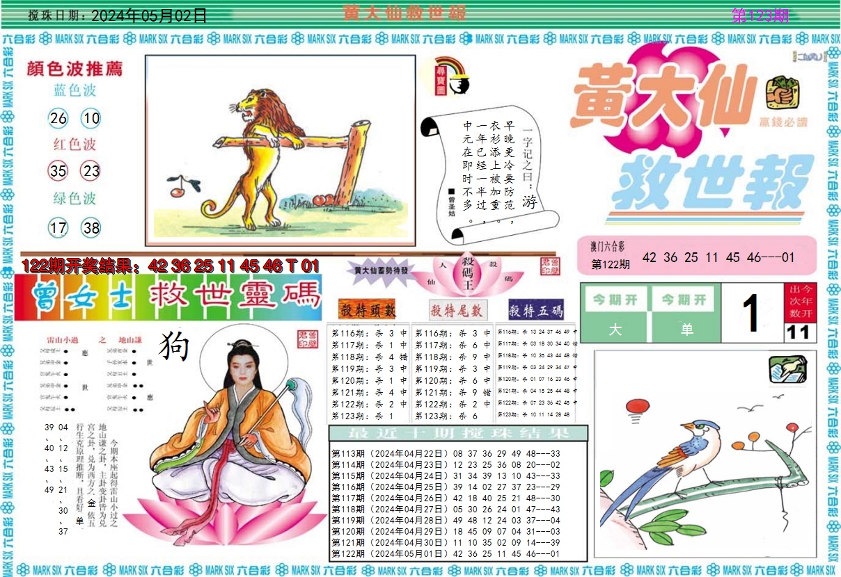 2024123期黄大仙救世A