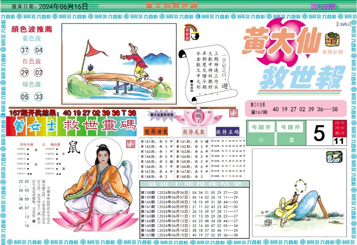 2024168期黄大仙救世A