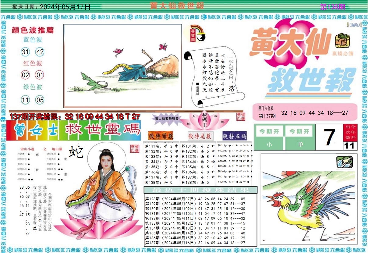 2024138期黄大仙救世A