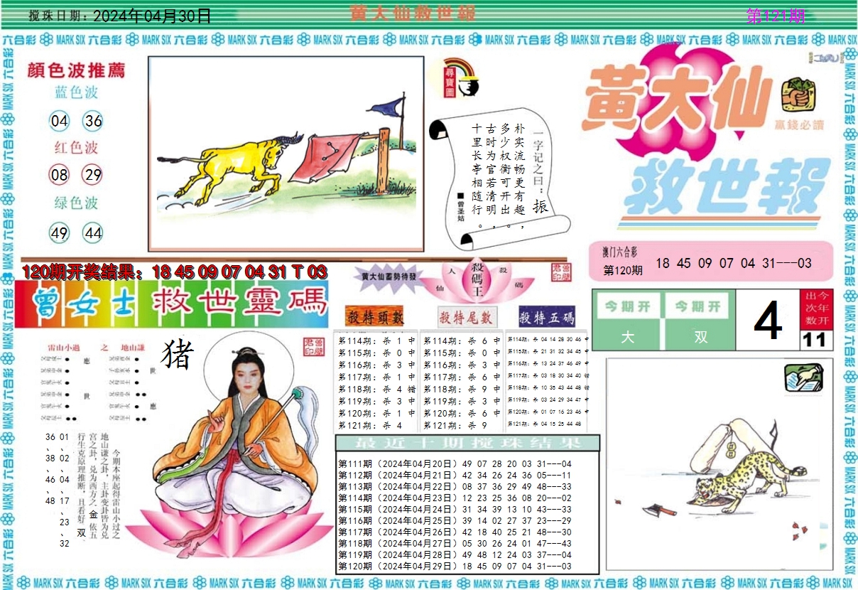 2024121期黄大仙救世A