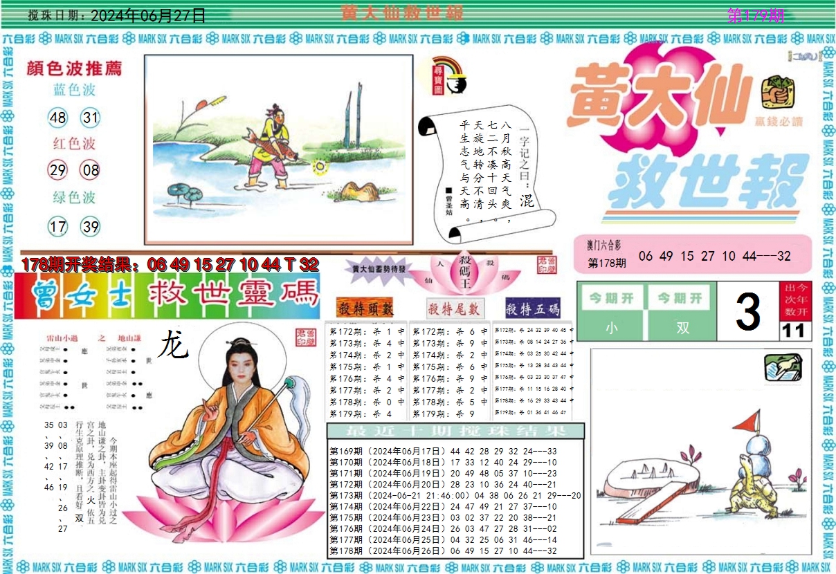 2024179期黄大仙救世A