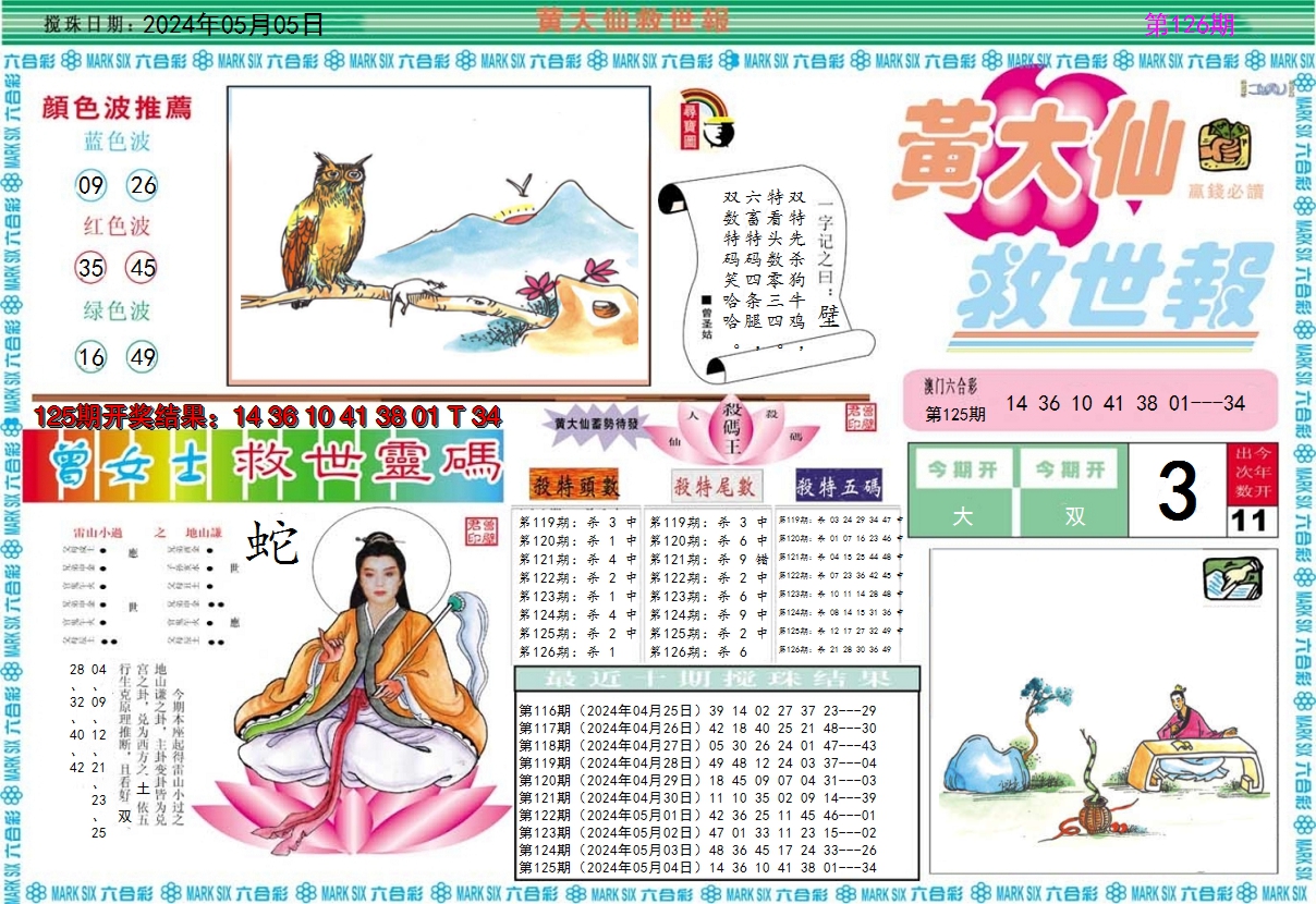 2024126期黄大仙救世A