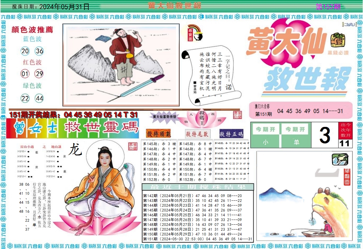 2024152期黄大仙救世A