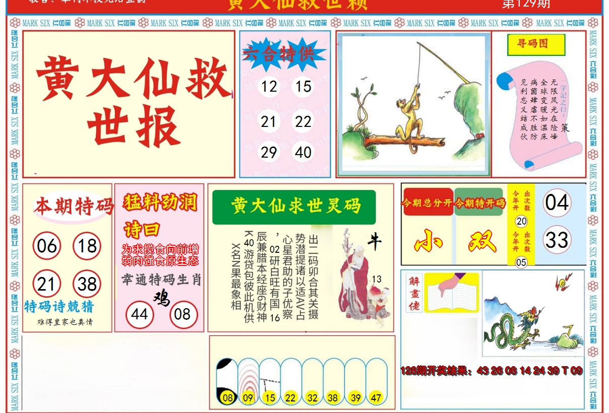 2024129期新黄大仙救世A