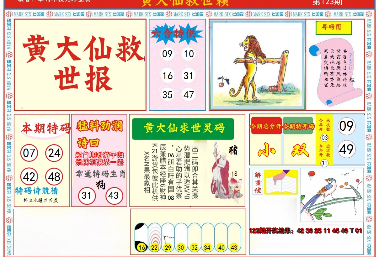 2024123期新黄大仙救世A
