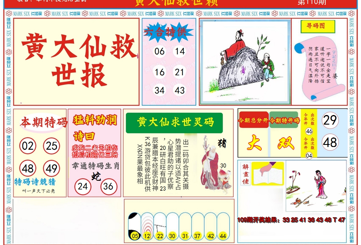 2024110期新黄大仙救世A
