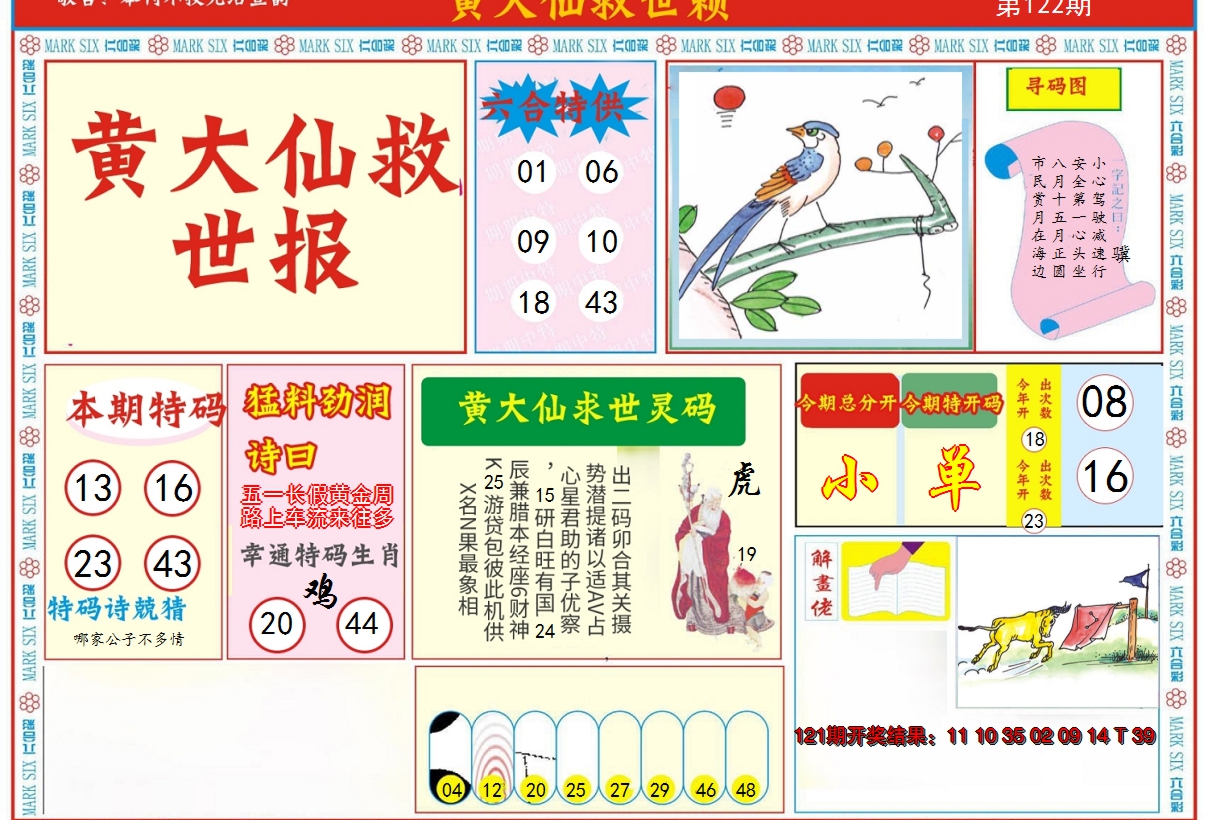 2024122期新黄大仙救世A