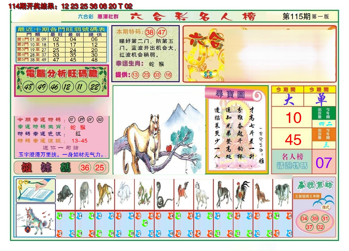 2024115期名人榜A