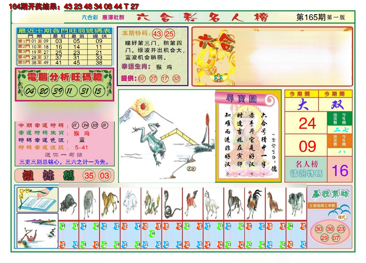 2024165期名人榜A