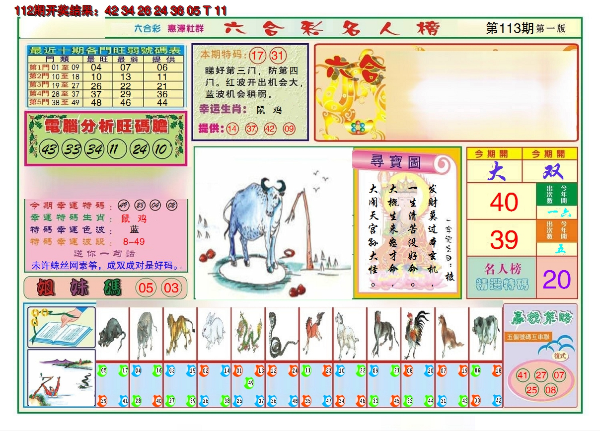 2024113期名人榜A