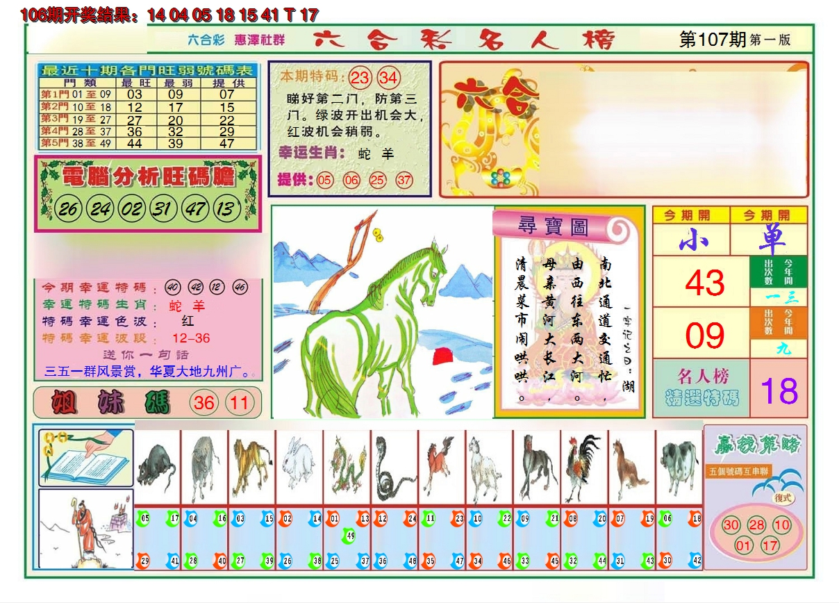 2024107期名人榜A