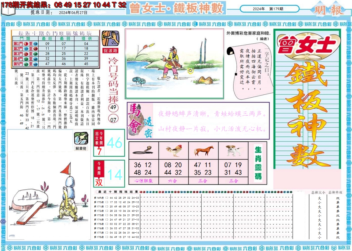 2024179期曾女士铁板神数A