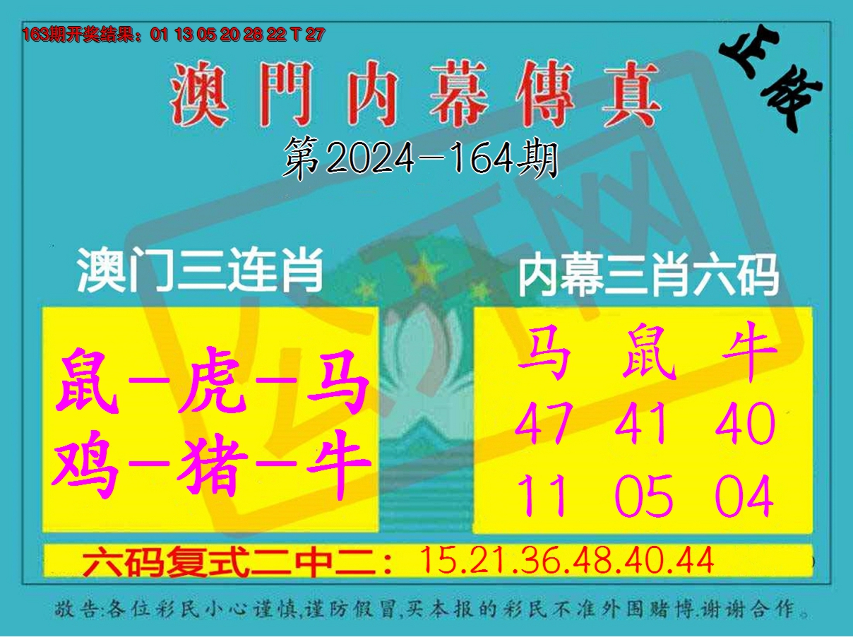 2024164期内幕传真三肖版