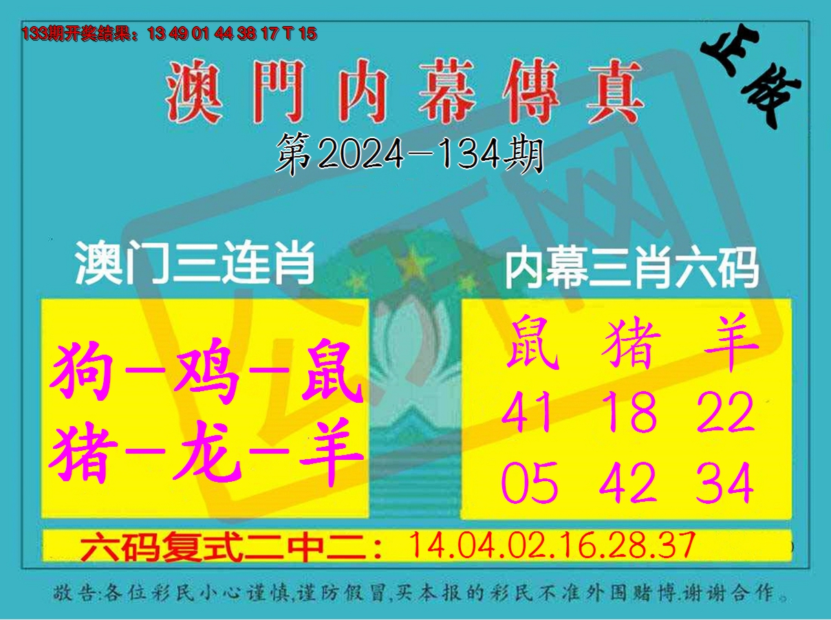2024134期内幕传真三肖版
