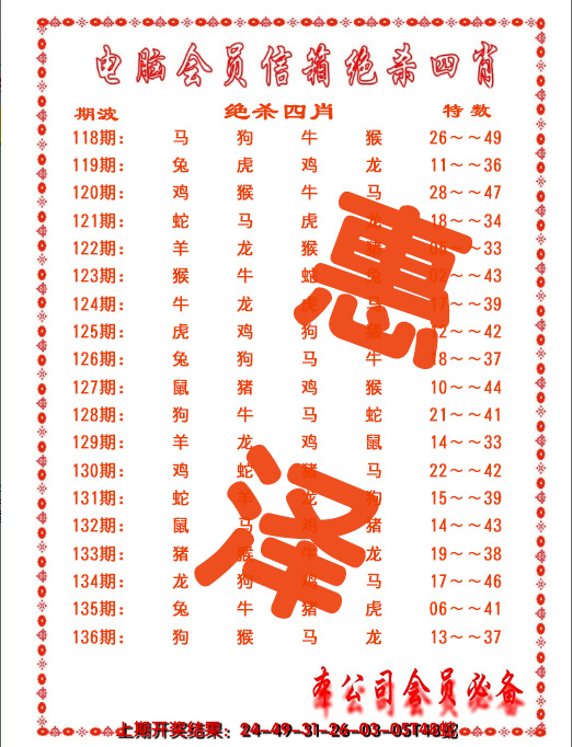 2024136期电脑会员-绝杀四肖