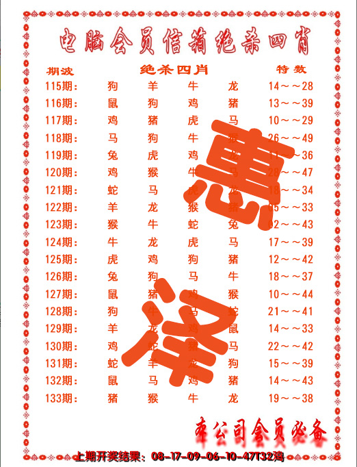 2024133期电脑会员-绝杀四肖